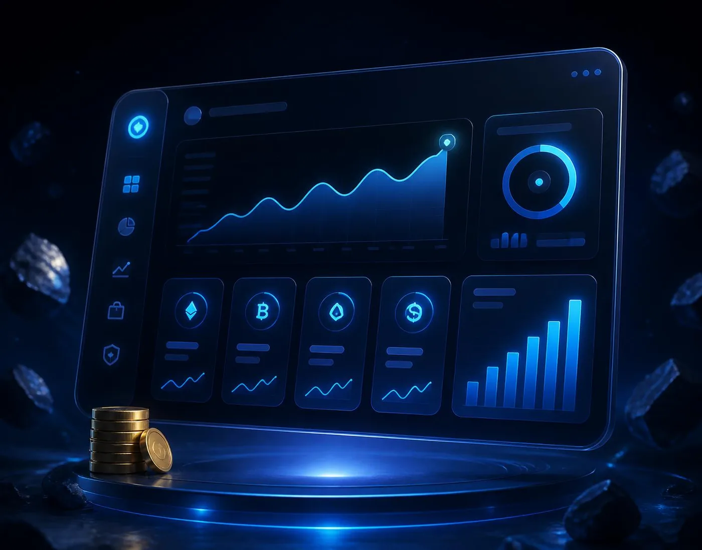 Ahmi Network investment dashboard showing daily ROI growth chart and earnings